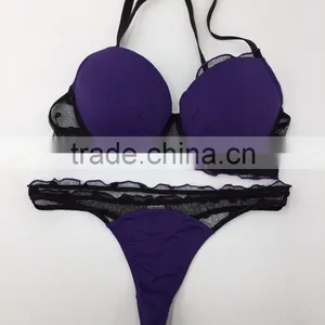 Sexy Purple Bra Set With Transparent Lace Purple Underwear and Panties for Women thumbnail-2