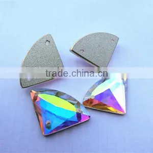 AB Color Aquamarine Shape Crystal Flat Back Glass Stone With Holes for Jewelry Accesories,earring thumbnail-1
