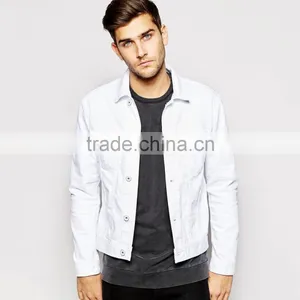 Fashion Fancy White Denim Plain Mens Bomber Jacket European Style thumbnail-1