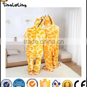 OEM Sexy Adult Funny Costume Giraffe One Piece Footie Flannel Pajamas For Winter thumbnail-5