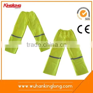 100%Polyester Hi-Vis Fluorescent Yellow Pants With Reflective Tape thumbnail-2