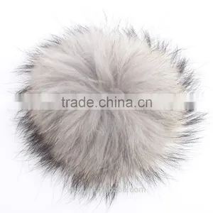 12-13cm Raccoon Fur Ball DIY Charm Keyrings Fur Pom Pom Ball For Shoes Headgear Hats Caps Pendant Chaveiro Scarves Accessory thumbnail-5