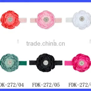 Wholesale Remake Photo Props Fabric Flashing Gray Bulk Flower With Diamond Newborn Baby Girl Elastic Strand Floral Headband thumbnail-2