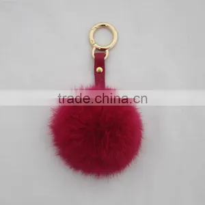 Myfur Bag Charm Heart Shaped Keychain Rex Rabbit Fur Pompons Rabbit Fur Keychain thumbnail-1