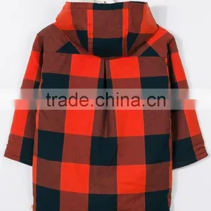 Kids Red and Black Cotton Large Checked Pattern Jacket Parka thumbnail-2