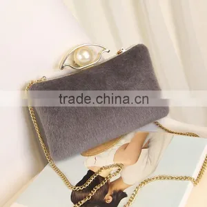 Nice Fashion Washing Fur Effect PU Leather Fur Ladies Handbag thumbnail-1