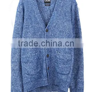 Hot 2017 Fashionable Best Price Long Sleeve Blue Sweater Men for Wholesale thumbnail-3
