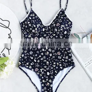 Famous Name Brand Swimwear Lace Trim Open Cross Back Swimsuit thumbnail-4