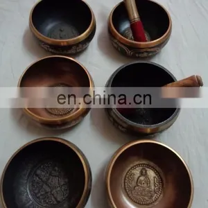 BRASS TIBETAN CARVED SINGING BOWLS 10 KGS PACK thumbnail-2