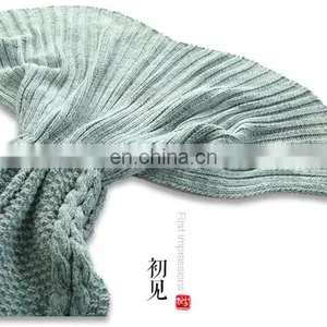 Handmade Crotched Mermaid Charming Colorful Tail Blanket Adult Kids Knit Throw Bed Wrap Blanket thumbnail-6