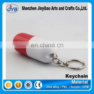Black and White Color Custom Design Capsule Medicine Key Chain thumbnail-1