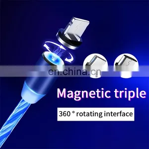 2020 New Product Hot Wholesale LED Flowing Light Magnetic Charging Cable Cellphone Fast Micro USB Cable Charger Data Cable Line thumbnail-3