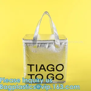 Promotional Aluminium Extra Large Thermal Cooler Insulated Tote Bags With Zipper,Custom Logo Cooler Bag for Food Bagease thumbnail-5