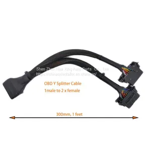 OBD 16pin Male to 2 x OBD 16pin Female Y Splitter Cable OBDII Extension Cable Truck Vehicle Diagnostic Cable thumbnail-4