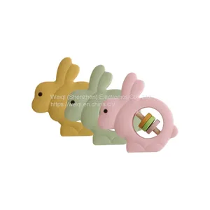 Cute Rabbit Wood Silicone Baby Teether Toys thumbnail-1
