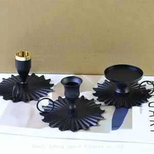 Matte Black Candle Holder Decorative Fan Shape Iron Gold Plate Candle Holder thumbnail-5