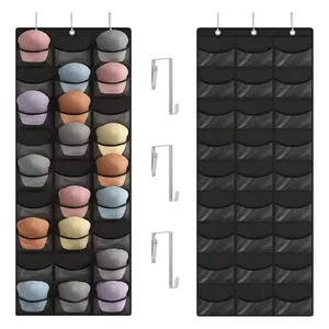 Hat Organizer Racks for Baseball Caps, Visible Hat Holder Rack for Wall Door With 3 Hooks, 27 Deep Pockets thumbnail-1