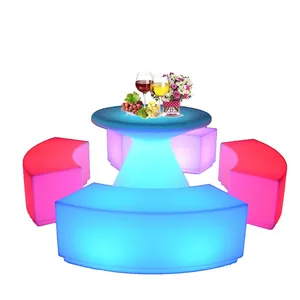 Event Commercial Outdoor Garden Color Changing Rechargeable Illuminated Outdoor Furniture Plastic Led Glowing Bar Chair thumbnail-4