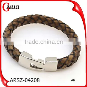 2016 Beautiful Promotion Cow Leather Wrist Band Mens Bracelet thumbnail-2