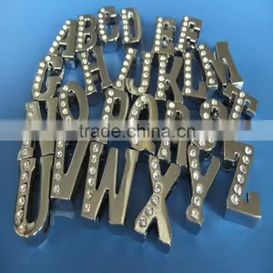 Zinc Alloy Charms Half Side Rhinestones Inlayed 18mm Slide Letters thumbnail-3