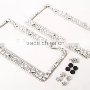 Hot Selling Luxury Big Diamond Gem License Plate Frame Gift Car Accessories thumbnail-1