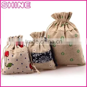 Welcome Customized Logo Eco-linen Fibric Gift Jewelry Bag,promotion Christmas Drawstring Gift Bags Quality Choice thumbnail-1