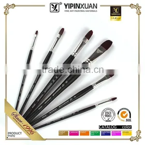 Wood Black Handle Nickel Plated Copper Circle Paint Brush Set thumbnail-1