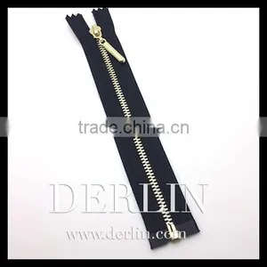 Shiny Gold High Quality Polished Open-end Corn Teeth Symmetric Metal Zipper thumbnail-1