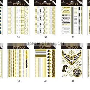 Metallic Gold Silver Black Jewelry Temporary Bling Tattoo thumbnail-5