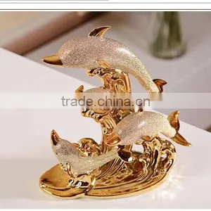 2016 Wholesale Ceramic Gold-plated Dolphin Luxury Home Decor thumbnail-4