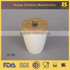 Toothbrush Holder Bathroom Set, Toothbrush Holder With Bamboo Cover thumbnail-1