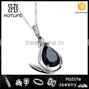 Platinum Plated Copper Zircon Black Stone Pendant thumbnail-1