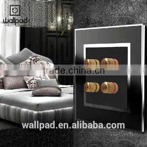 2015 Factory Supplier Wallpad Black Waterproof Acrylic Glass 110~250V EU 4 Pole Audio Wall Socket Jack thumbnail-4