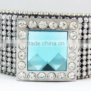 Fashion Leather and Metal Rhinestone Bracelet thumbnail-1