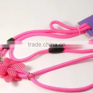MegiPet Hot Pink Pet Dog Collar Suede Leather Leash Bowknot Adjustable Puppy Cat thumbnail-2
