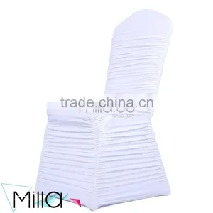 Wholesale Wedding Lycra Spandex Ruffled Banquet Chair Cover With Diamond Buckle thumbnail-3