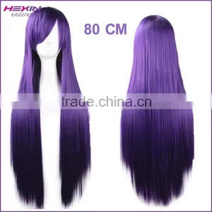 80cm Long Black Straight Beauty Cosplay Hair Wig thumbnail-5
