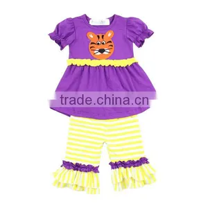 Wholesale 2016 Cheap Price Boutique Giggle Moon Remake Designer Tiger Applique Baby Gir/boy Outfit thumbnail-1
