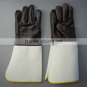 Dark Color Furniture Leather Welding Glove With Trumpet Cuff thumbnail-1