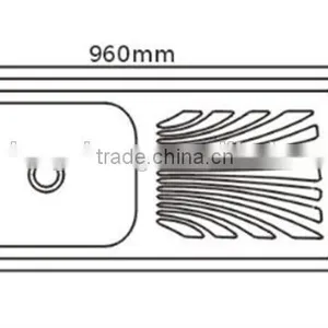 Above Counter Stainless Steel Single Bowl Sink With Drainer Board thumbnail-2