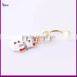 Christmas Snowman 14 Guage Stainless Steel Dangling Magnetic Navel Rings thumbnail-4
