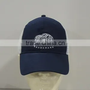 Navy and White Color Trucker Mesh Baseball Hat thumbnail-1