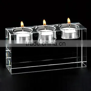 Triple Crystal Tealight Holder Block thumbnail-1