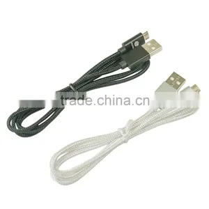 Black White Micro Nylon Braided Durable Data Transfer Charging Micro USB Cable for Android Mobile Phone thumbnail-2