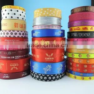 Customized Colorful Floral Printed Flower Logo Satin Ribbons thumbnail-1