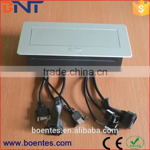 Zinc Alloy Desktop Table Pop Up Socket Box With Cable Connectors+HDMI+USB+VGA+Audio+Data for Conference Furniture thumbnail-5