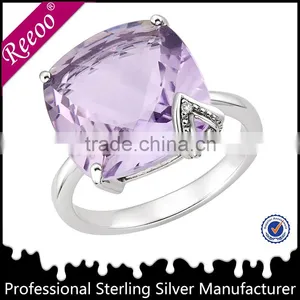 Cheap Amethyst Slver Plain Tension Ring, Tension Set Ring thumbnail-1