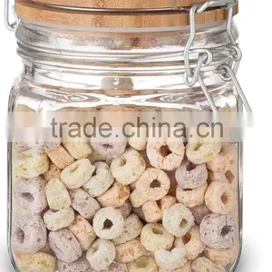 SINOGLASS Trade Assurance 700ml Glass Jar With Clip Top Food Storage Bamboo Lid Jar thumbnail-1