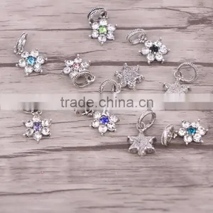 Pave CZ Flower Charm Beads Fit Bracelets Dangle Charms European DIY Jewelry thumbnail-2