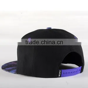 2015 Custom Design 100%acrylic Plain Black Snapback Wholesale thumbnail-3